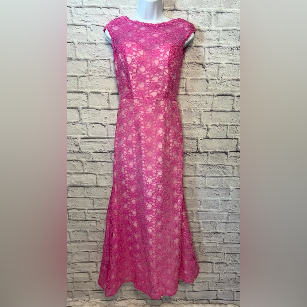 Mori Lee by Madison Gardner Pink Lace Maxi Dress